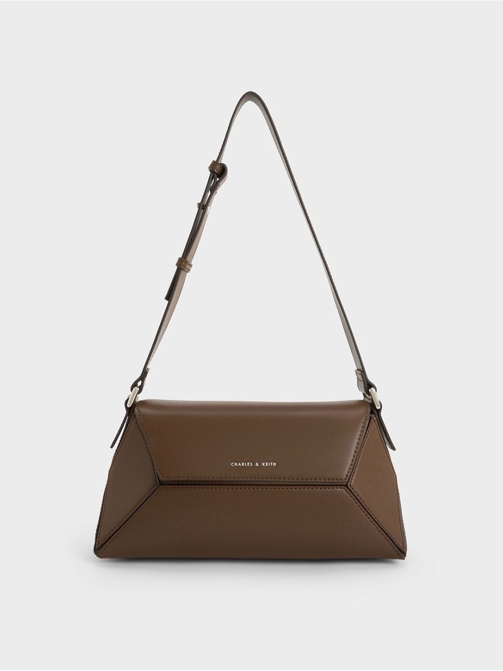 Charles & Keith Dark Brown Geometric Shoulder Bag